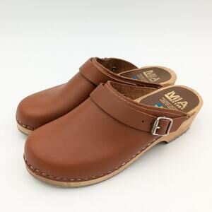 MIA ALMA Color: Luggage Leather women's mules size US8.5 EU39